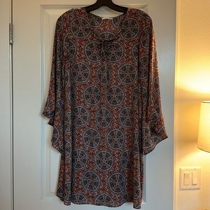 Women’s Printed Purple and Red Dress, Size L